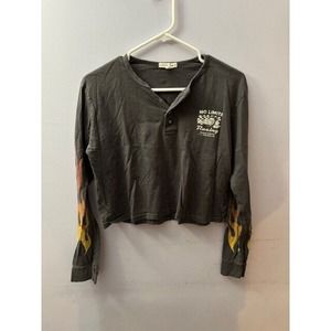 Urban Outfitters Future State Cropped Flame Henley Top Small